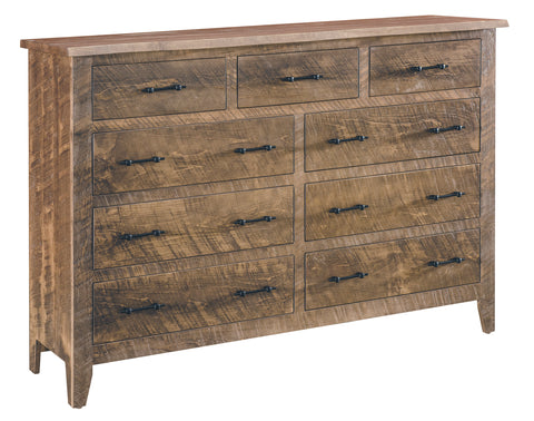 Amish Rough Sawn 9 Drawer Dresser