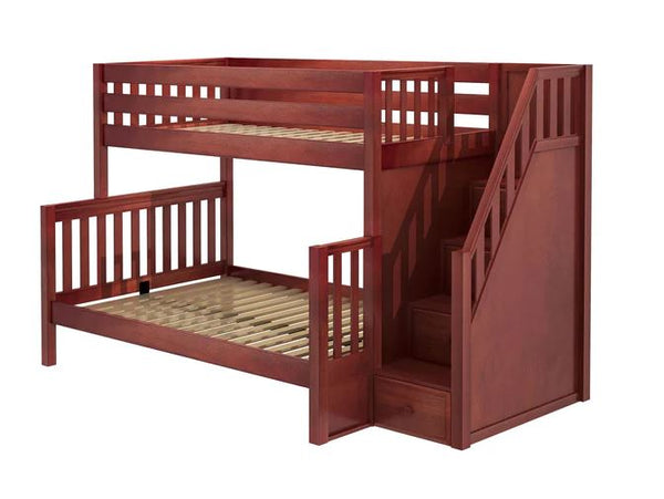Twin over Full Medium Bunk Bed with Stairs