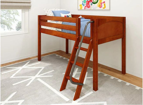 Twin Low Loft Bed with Angle Ladder