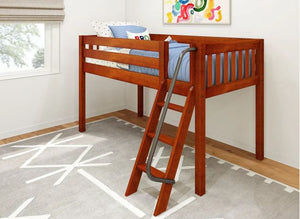 Twin Low Loft Bed with Angle Ladder