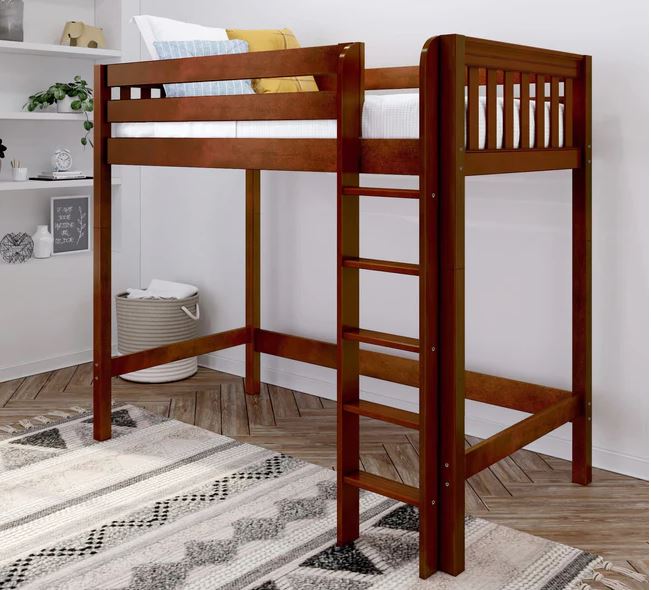 Twin High Loft Bed with Straight Ladder