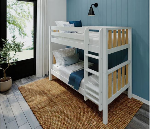 Modern Twin Medium Bunk Bed with Straight Ladder on Front