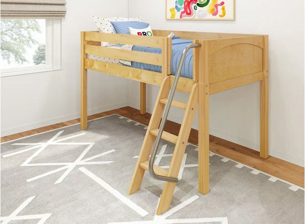 Twin Low Loft Bed with Angle Ladder