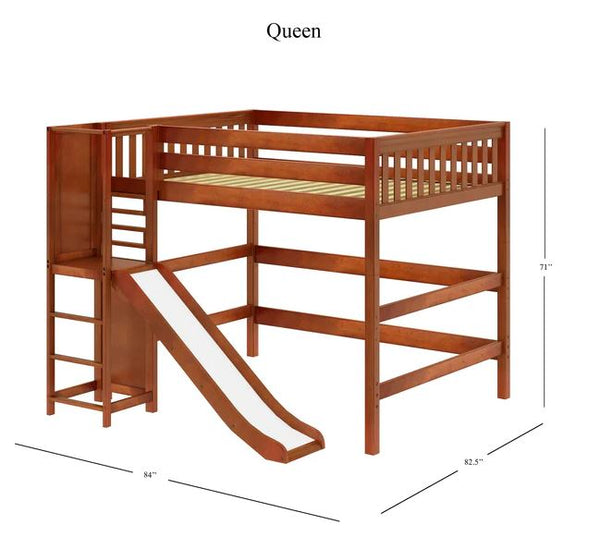 Queen High Loft Bed with Slide Platform