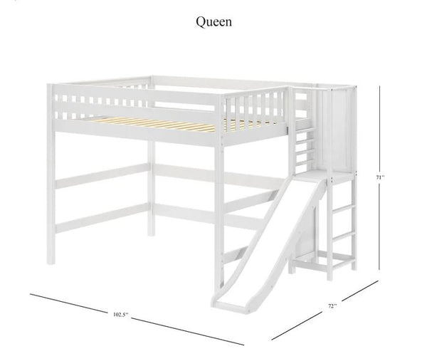 Queen High Loft Bed with Slide Platform