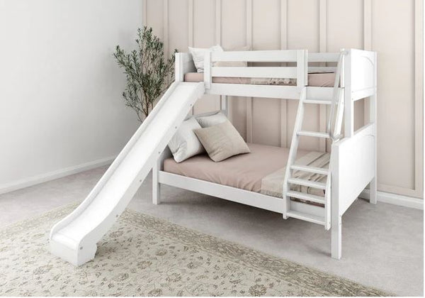 Twin over Full Medium Bunk Bed with Slide and Angled Ladder