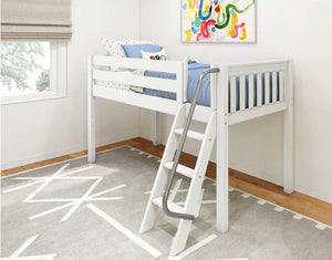 Twin Low Loft Bed with Angle Ladder