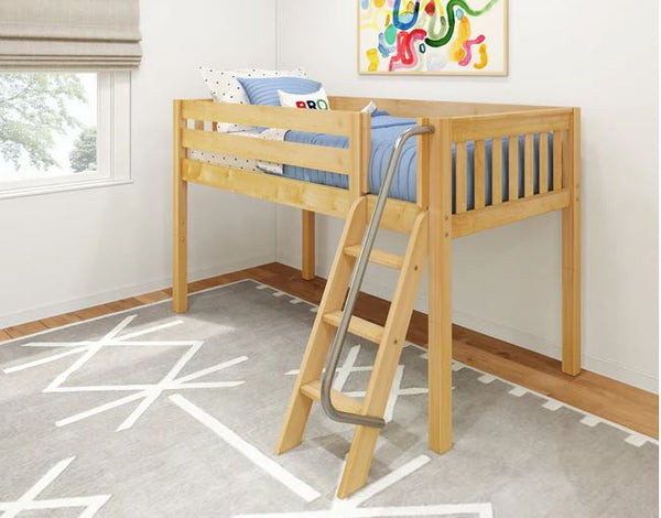 Twin Low Loft Bed with Angle Ladder