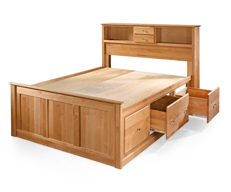 Shaker Storage Tall Bookcase Bed w 3 Drawers