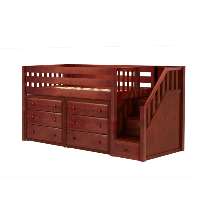 Twin Size Loft Bed Frame with Desk Angled and Built-in