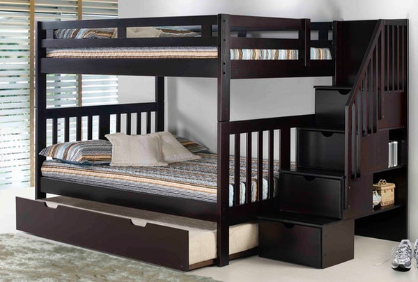 Full/Full Roma Espresso Bunk Bed w/Stairs