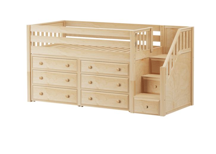 ファッション通販 安い with Bed Loft Low Twin Staircase Maxtrix | Storage + 額縁